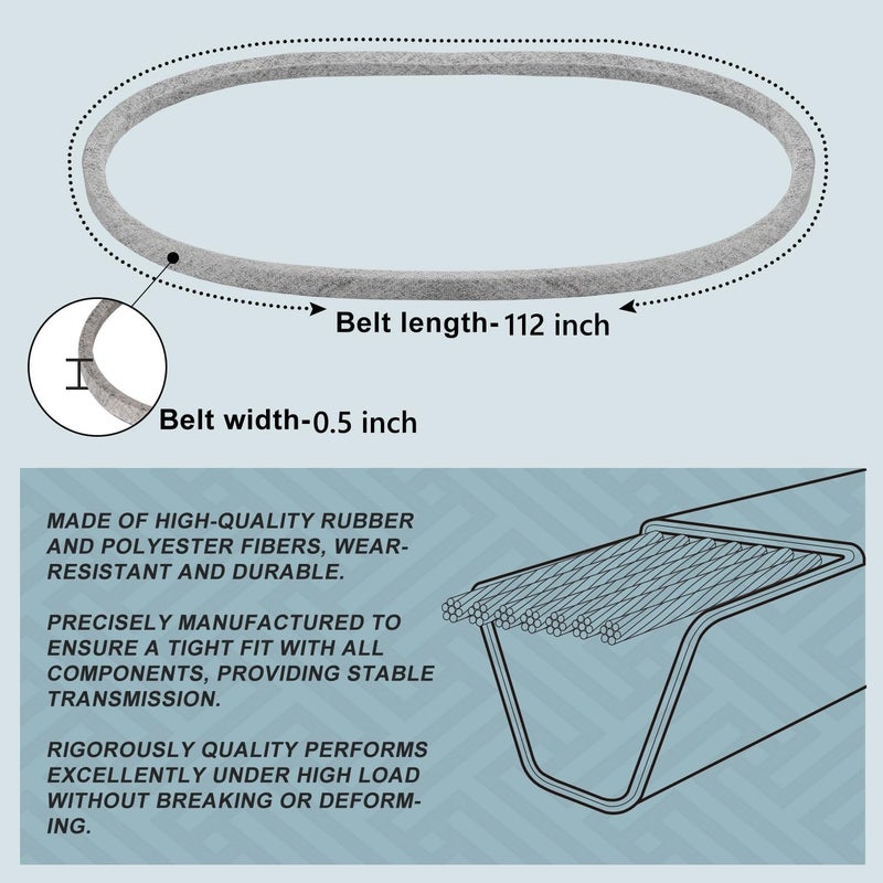 Holdly 1/2 x 112'' Mower Deck Delt 110-6871, Lawn Mower Belt, Kevlar Belt for Toro Toro TimeCutter Z4200 74360 Z4235 Z4202 Z4220 74380 74381 74363 74365 74366 LawnBoy 81270 Z3400HLX 1106871 (110-6871) - Image 2